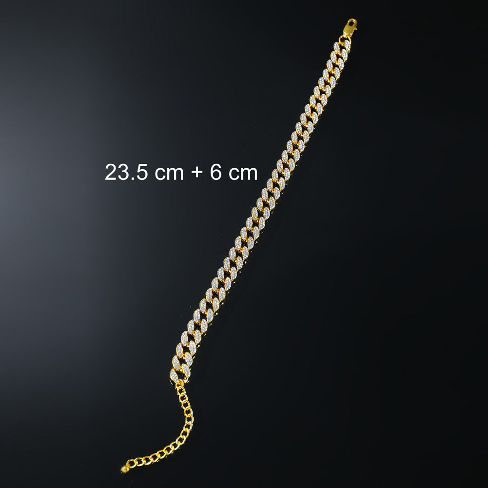 Male Creative Versatile Full Diamond Cuban Chain Foot Chain - Heritage cosmetics and beauty care