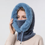 Winter Thick Plush Hat With Scarf Windproof Warm Knit Hats Hooded For Women - Heritage cosmetics and beauty care