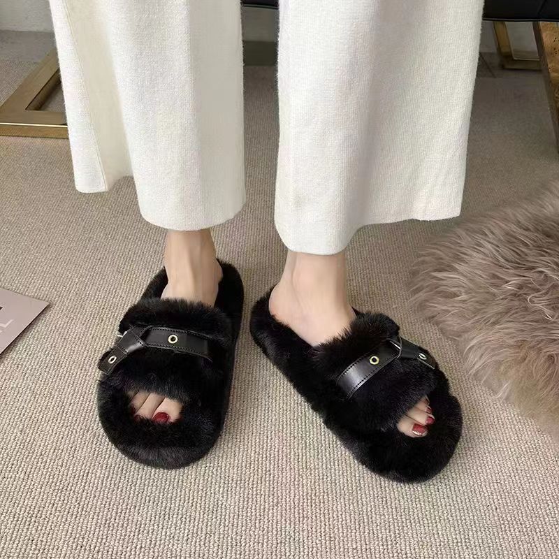 Fluffy Slippers Women's Flat Slippers - Heritage cosmetics and beauty care