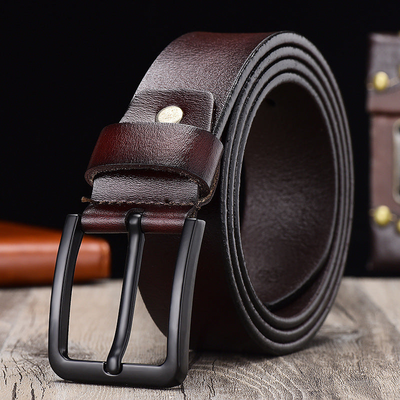 Black buckled leather belt - Heritage cosmetics and beauty care