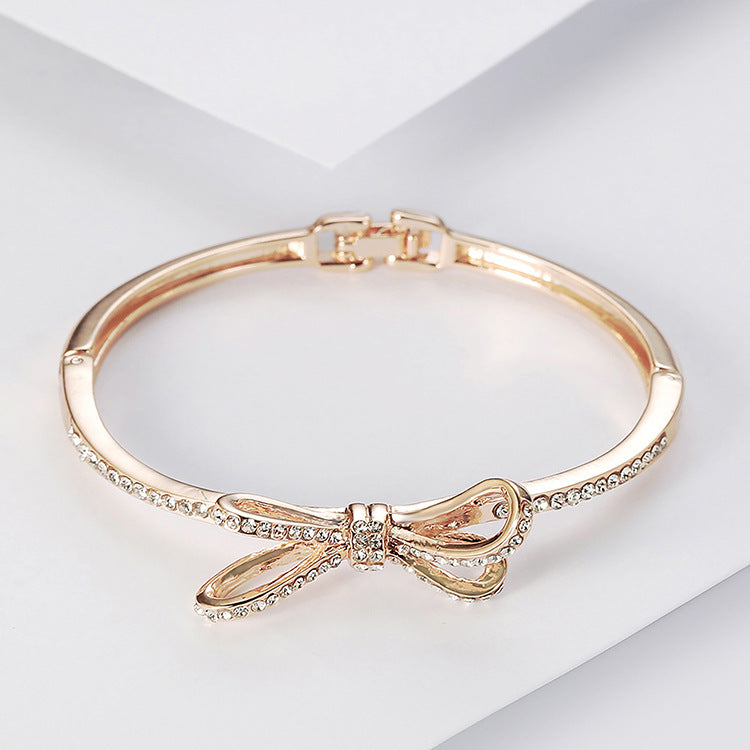 Women's Bracelets, Diamonds, Bows, Rose Gold Alloy Bracelets - Heritage cosmetics and beauty care