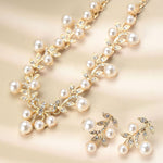 Pearl Bohemian Style Necklace Earrings Jewelry Set - Heritage cosmetics and beauty care