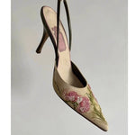 Vintage Pointed Embroidered High Heels - Heritage cosmetics and beauty care