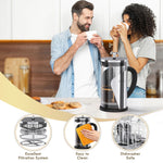 TBGENIUS Cafetiere 2-4 Cups French Press 600ml Coffee Maker 4 Level Filtration System, Metal Housing, Perfect For Coffee Lover Gifts Morning Coffee - Brews Milk Froth And Tea Heritage cosmetics and beauty care