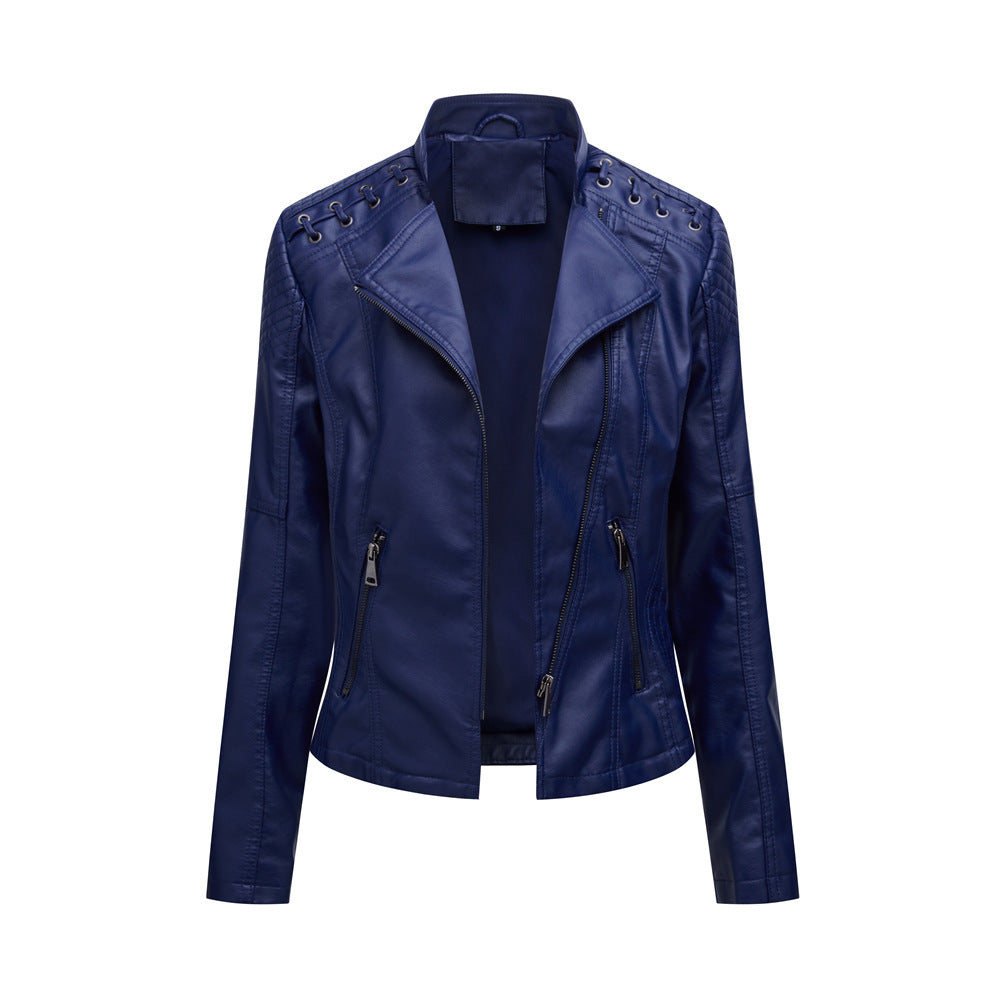 Women's Leather Jackets Women's Short Jackets Slim Thin Leather Jackets Ladies Motorcycle Suits - Heritage cosmetics and beauty care