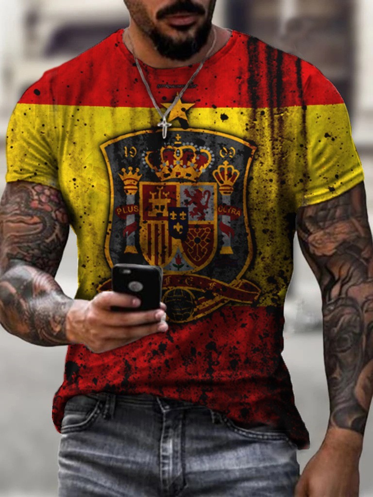 New Fashion Casual Digital Printed Round Neck Short-sleeved T-shirt Men's Wholesale - Heritage cosmetics and beauty care