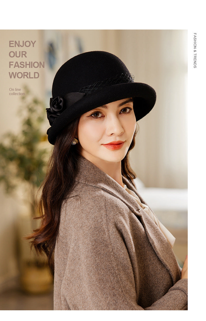 Women's Wool Top Retro Woolen Basin Hat - Heritage cosmetics and beauty care