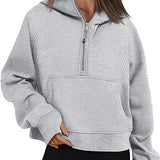 Zipper Hoodies Sweatshirts With Pocket Loose Sport Tops Long Sleeve Pullover Sweaters Winter Fall Outfits Women Clothing - Heritage cosmetics and beauty care