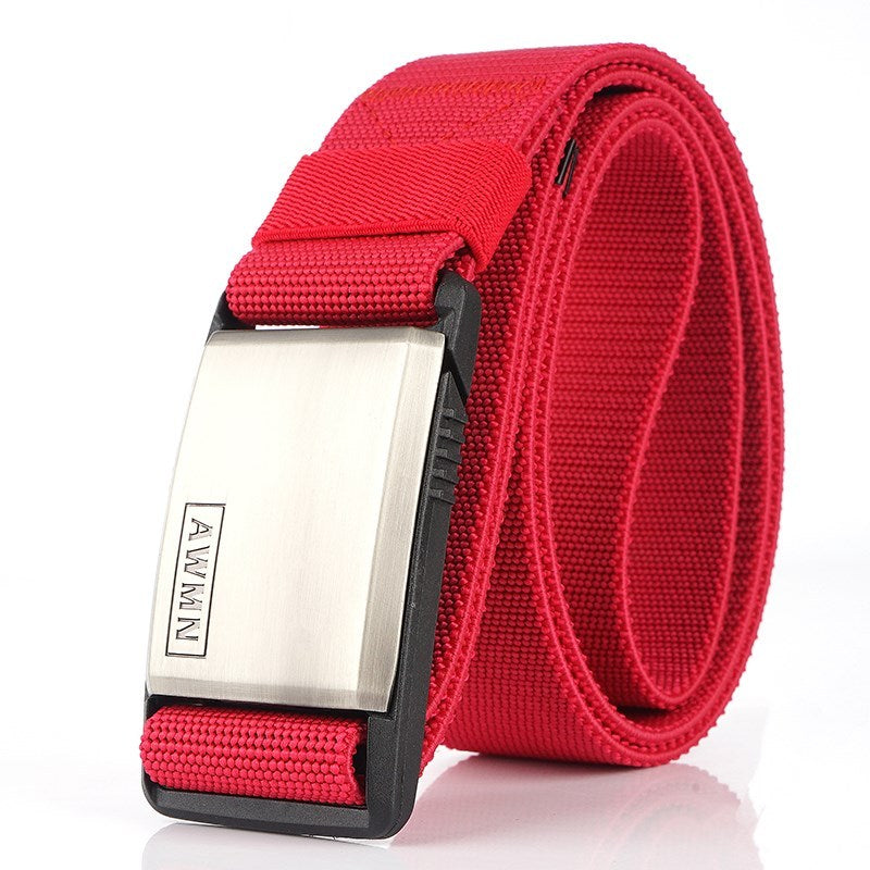 Automatic buckle elastic canvas belt - Heritage cosmetics and beauty care