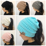 High Bun Ponytail Beanie Hat Chunky Soft Stretch Cable Knit Warm Fuzzy Lined Skull Beanie Acrylic Hats Men And Women - Heritage cosmetics and beauty care