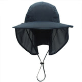 Wide-brimmed Sunhat For Men And Women In Summer Polyester Quick-drying Hat Mountain Fishing Bucket Hats With Neck Guard - Heritage cosmetics and beauty care