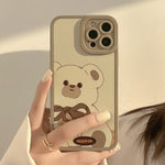 Retro Cute Bear Pattern All-inclusive Mobile Phone Soft Shell Heritage cosmetics and beauty care