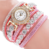 Relogio masculino Women Quartz Women PU Leather Rhinestone Watch Bracelet Watches - Heritage cosmetics and beauty care