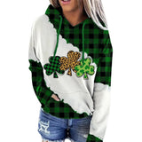 Women Sweatshirts Lucky Grass Print Streetwear Sweatshirts Hoodie Pullover Loose Casual Hooded Tops Clothes - Heritage cosmetics and beauty care