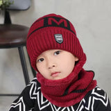 Children's Hats For Autumn And Winter New Boys' Hats And Bibs Set Korean Letters Knitted Hedging Warm Woolen Caps - Heritage cosmetics and beauty care