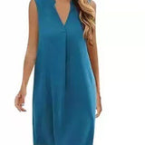 Sleeveless Elegant V-neck Loose Solid Color Dress Women - Heritage cosmetics and beauty care