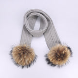 Children's Double Woolen Hats With Woolen Balls Scarf Set - Heritage cosmetics and beauty care