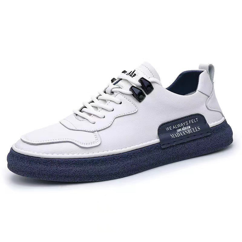 Trendy All-match Casual White Shoes Korean Style Fashionable Breathable Sneakers Men's Casual Leather Shoes - Heritage cosmetics and beauty care