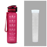 1L Tritan Water Bottle With Time Marker Bounce Cover Motivational Water Bottle Cycling Leakproof Cup For Sports Fitness Bottles - Heritage cosmetics and beauty care