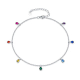 Anklets for Women Sterling Silver Multi Color Oval Rainbow Anklet Bracelets Fashion Jewelry Gifts for Women Teen Girls Friend Birthday - Heritage cosmetics and beauty care