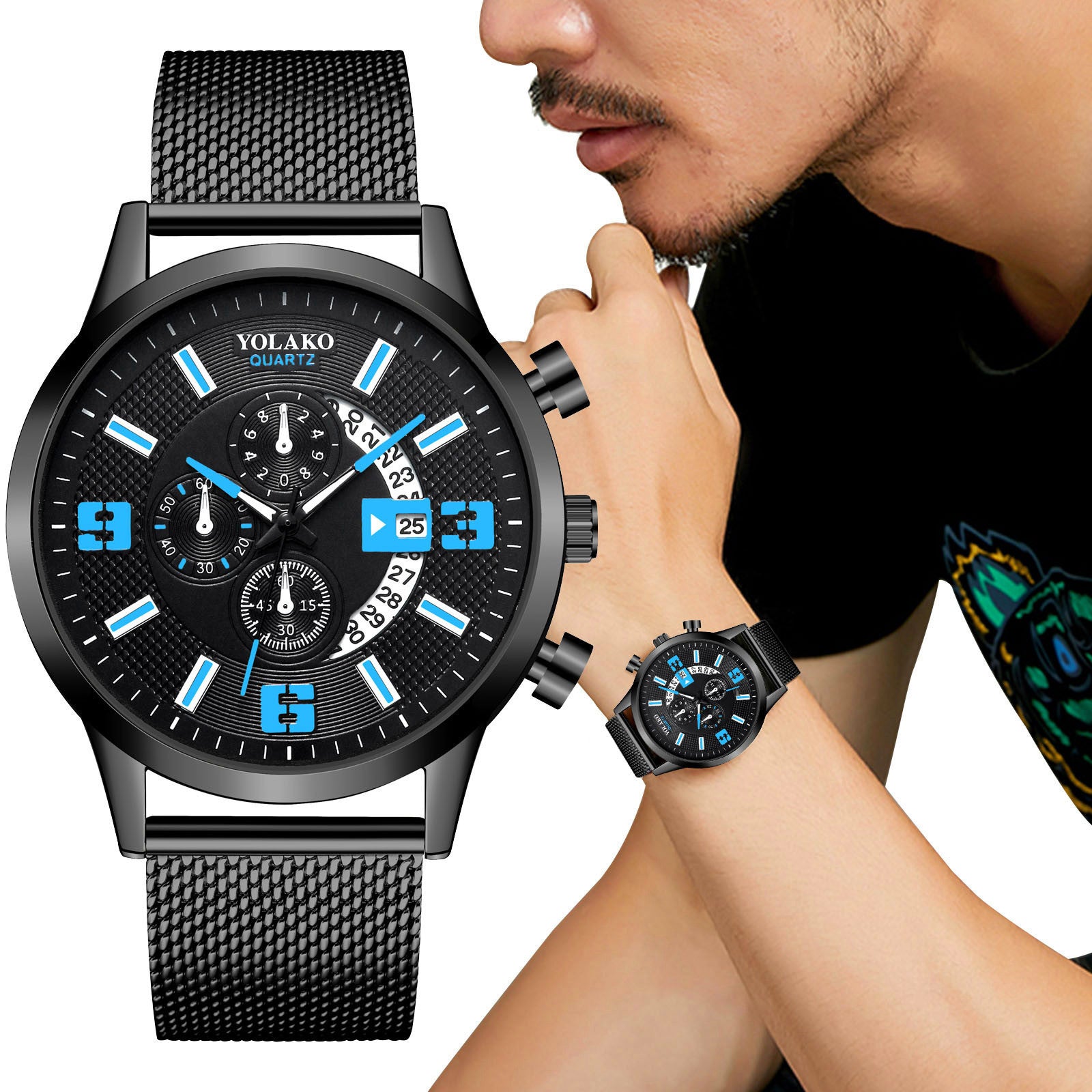 Fashion Big Digital Calendar Men's Watch - Heritage cosmetics and beauty care