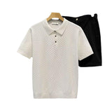 Ice Silk Breathable Lapels Polo Shirt Plaid Top Men's Clothing - Heritage cosmetics and beauty care