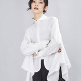 Spring Women's  Design Sense Irregular Loose Long Sleeve Shirts Heritage cosmetics and beauty care