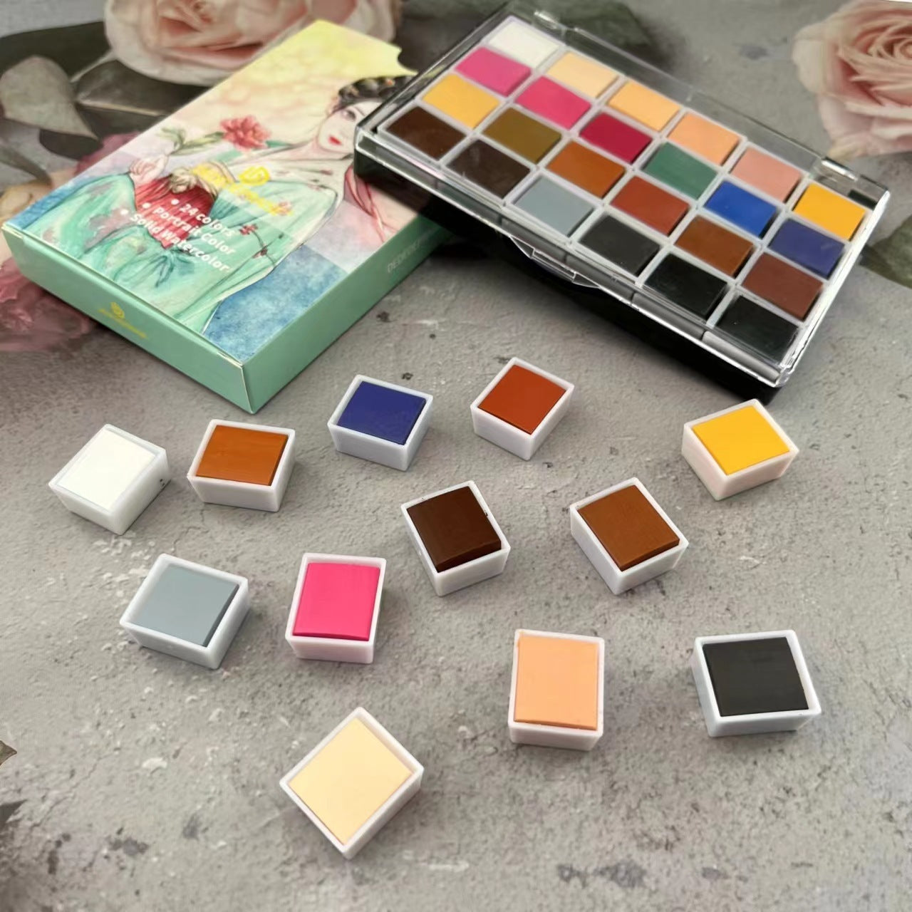 24 Color Skin Tone Solid Watercolor Pigment - Heritage cosmetics and beauty care