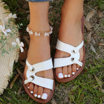 Round Toe Flat Sandals Summer Fashion Casual Non-slip Slides Shoes For Women Heritage cosmetics and beauty care