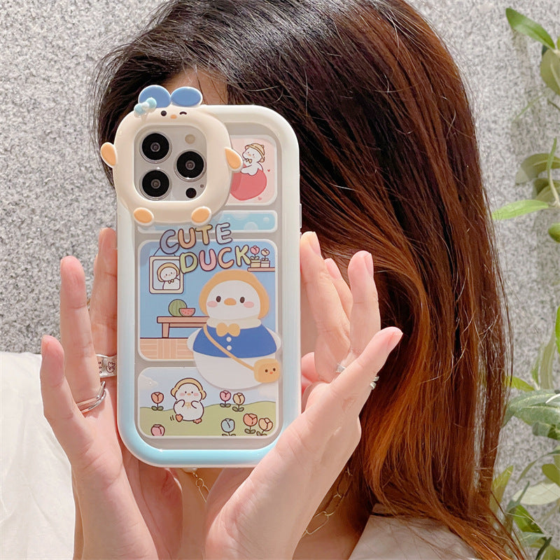 Cute School Uniform Duck Phone Case Cartoon Female Model Heritage cosmetics and beauty care