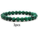 Classic Black Matte Green Malachite Bracelets Suitable Women Men Elastic Strand Jewelry - Heritage cosmetics and beauty care