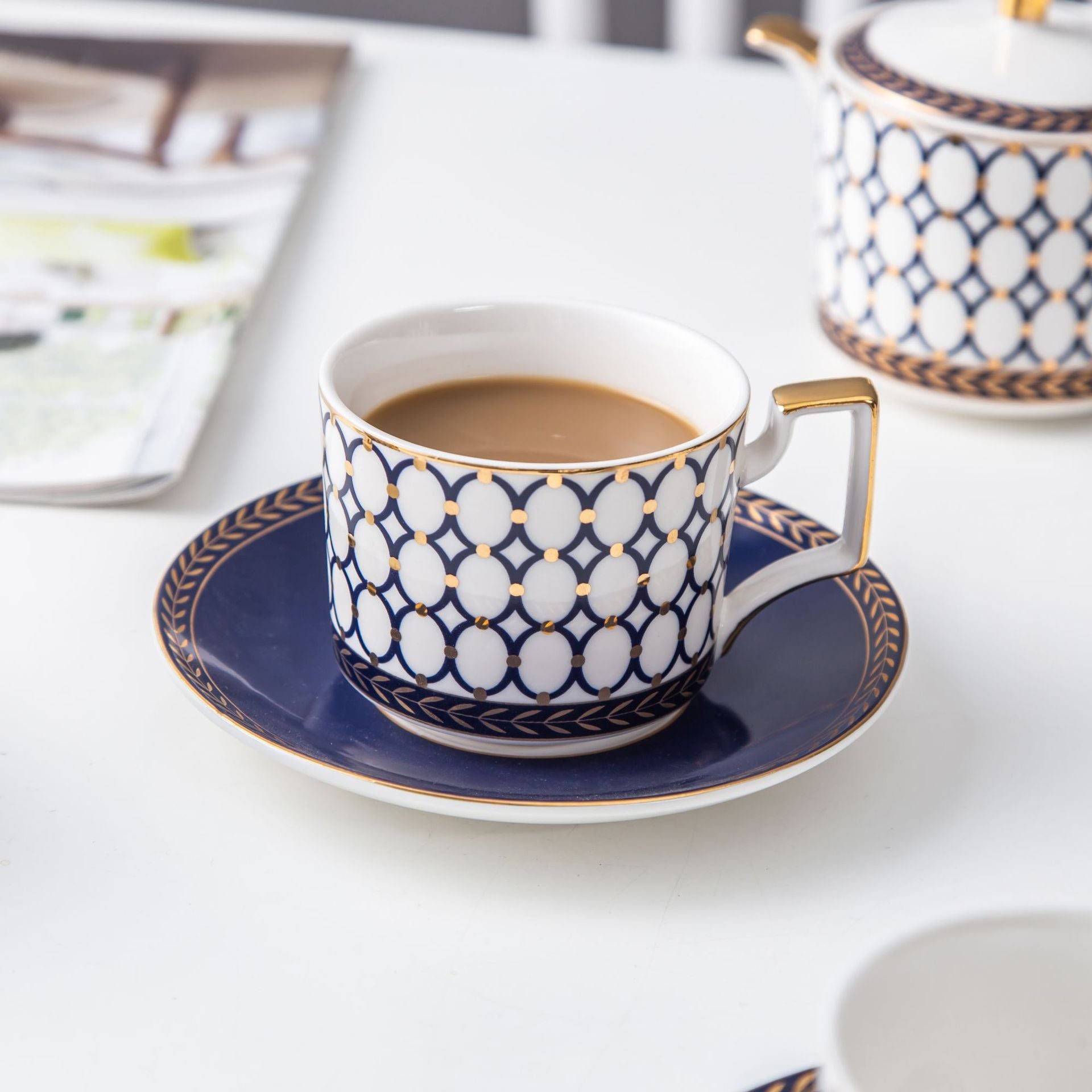 Bone China Coffee Cup And Saucer Set Ceramic Tea Set Afternoon Tea Red Tea Cup