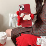 Retro New Year Red Bow Tie Puppy Drop-resistant Phone Case Heritage cosmetics and beauty care