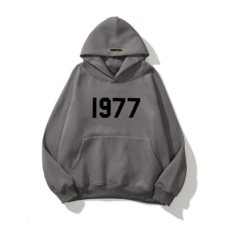 Fashion Brand Sweater High Street Loose Fleece-lined 1977 Words Sweater Men's And Women's Hoodies Heritage cosmetics and beauty care