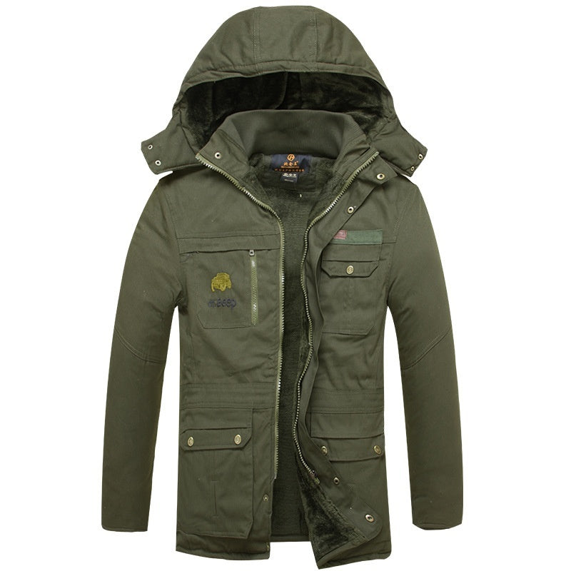 Windproof And Cold-resistant Ultra-fine-meshed Thickening Velvet Lining Cotton-padded Jacket