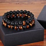 A Set Of Couple Bracelets Natural Stone Yoga Beaded Bracelets - Heritage cosmetics and beauty care