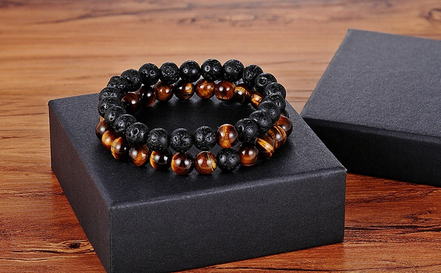 A Set Of Couple Bracelets Natural Stone Yoga Beaded Bracelets - Heritage cosmetics and beauty care