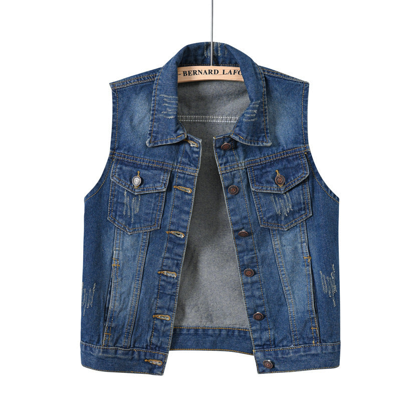 Multi-Color Selection Denim Vest Women's Slim Sleeveless Jacket - Heritage cosmetics and beauty care