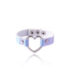 Colorful PU Leather Bangle Punk Hollow Heart Charms Adjustable Bracelets - Heritage cosmetics and beauty care