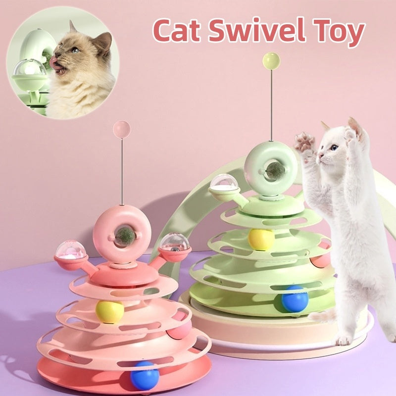 4 Levels Cat Toy Tower Turntable Roller Balls Toys Interactive Intelligence Pets Toys Training Track Puzzle Funny Games Accessories Pet Products - Heritage cosmetics and beauty care