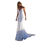 Female White V-collar Camisole Gown Dress - Heritage cosmetics and beauty care