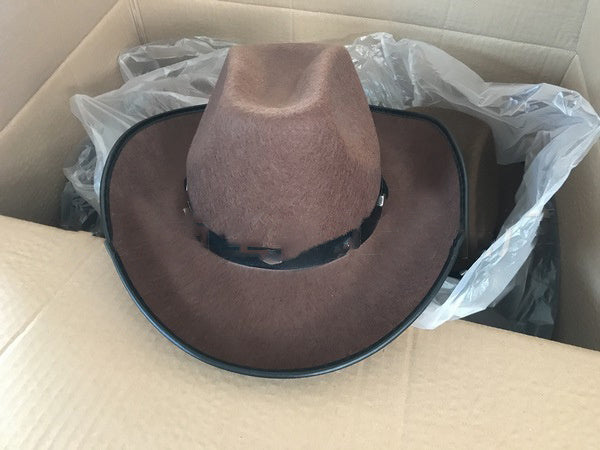 Western Five Nail Cowboy Hat One-time Forming Big Edge Children's Polyester Felt Hat - Heritage cosmetics and beauty care