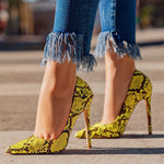 Female snake print high heels - Heritage cosmetics and beauty care