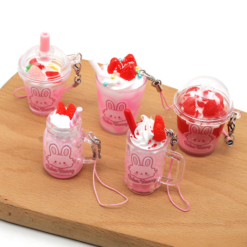 Strawberry Bunny Ice Cream Cup Keychain - Heritage cosmetics and beauty care