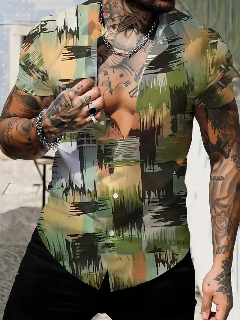 3D Printed Short-sleeved Shirt Summer Men - Heritage cosmetics and beauty care