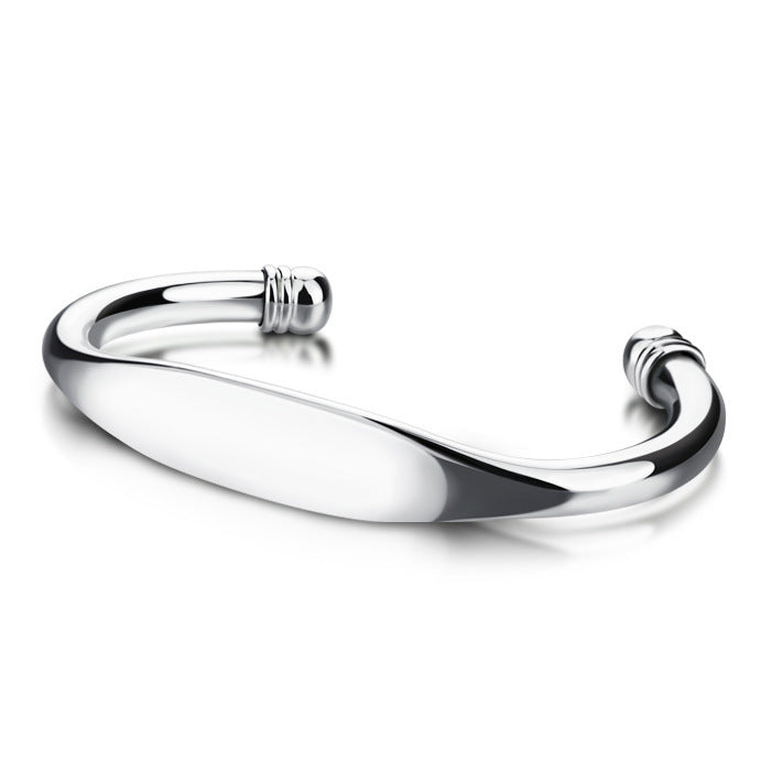 Fashionable Simple Glossy Bracelet 925 Silver Plated Men And Women Couple Bracelets - Heritage cosmetics and beauty care