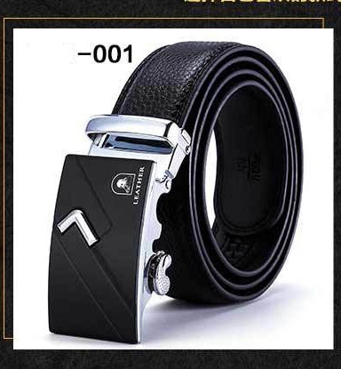 Two-layer leather belt business men's smooth automatic buckle leather belt - Heritage cosmetics and beauty care