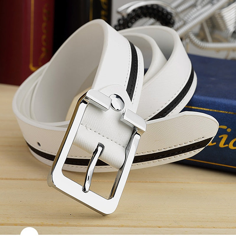 Trendy men's leather white belt - Heritage cosmetics and beauty care