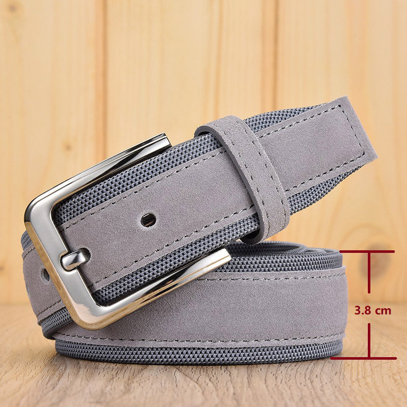 Suede Leather Buckle Oxford Cloth Men's Belt - Heritage cosmetics and beauty care