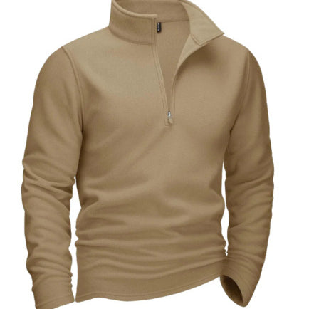 Zipped Stand Collar Fleece Men's Warm Sweater